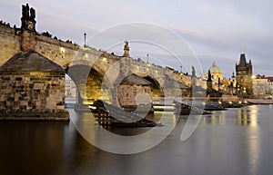 Architecture from Charles bridge in Prague