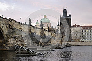 Architecture from Charles bridge in Prague