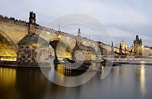 Architecture from Charles bridge in Prague