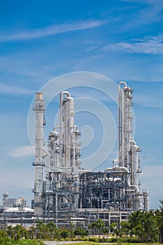 Architecture of Chemical refinery plant with blue sky