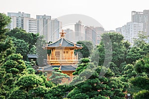 Architecture in the Chi Lin Nunnery, Largest Buddhist Temple in Kowloon, Hong Kong