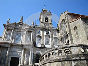 architecture of a Christian Catholic cathedral in proud Porto, Portugal.