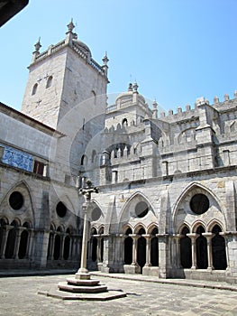 architecture of a Christian Catholic cathedral in proud Porto, Portugal.