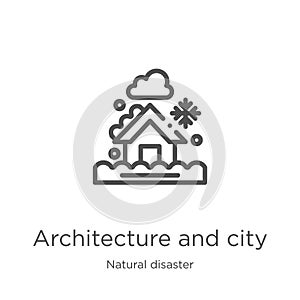 architecture and city icon vector from natural disaster collection. Thin line architecture and city outline icon vector