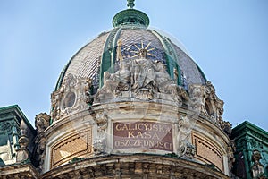 Architecture of the city of Lviv sitting statue of Liberty in the Museum of Ethnography