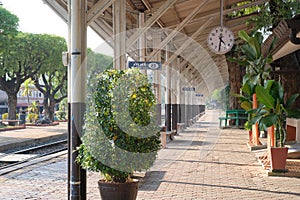 The architecture of classic train platform of Nakhon Lampang Railway Station