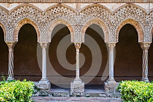 Architecture cloister of the cathedral Monreale Sicily