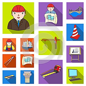 Architecture and construction flat icons in set collection for design. Architect and equipment vector symbol stock web