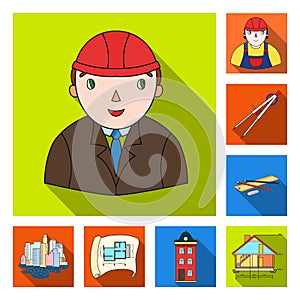 Architecture and construction flat icons in set collection for design. Architect and equipment vector symbol stock web