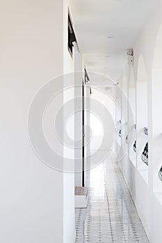 Architecture corridor , interior classic white hotel