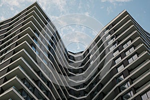 Architecture. The curves of a modern high-tech building