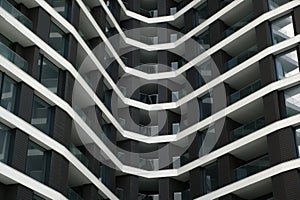 Architecture. The curves of a modern high-tech building. Closeup