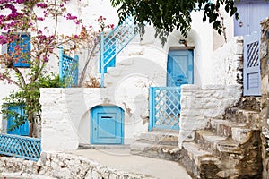 Architecture on the Cyclades. Greek Island buildings with her ty