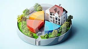 architecture 3d real estate pie chart simulation