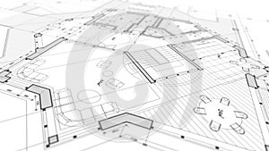 Architecture design: blueprint plan - illustration of a plan mod