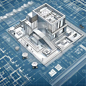 Architecture design: blueprint plan - illustration of a plan mod