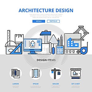 Architecture design concept flat line art vector icons