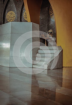 Architecture design inside the Foundation of the Central Mosque and Islamic Center of Thailand. Detail of interior building built