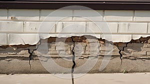 Architecture detail of damaged house dilapidated old building wall. Private abandoned home fall to ruin. Consequences of