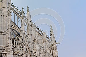 Architecture detail of therRoman catholic Saint Maclou church in gothic style Rouen, Frane