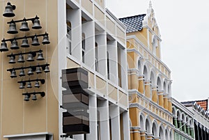 Architecture details of the colonial houses in Willemstad, Curacao