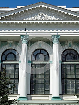 Architecture detsails columns and windows of ancient renaissance classical building