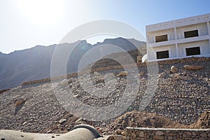 Modern buildings under construction in Egypt. Dahab, South Sinai Governorate, Egypt