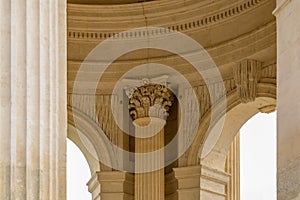 Architecture elements of Peyrou water castle, Montpellier, Franc