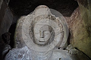 Architecture of Elephanta Caves in Mumbai in Agra, India