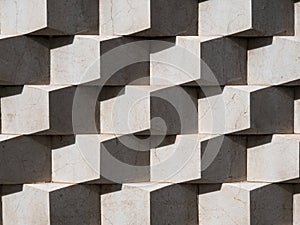 Architecture external wall detail, cube design and geometric pattern.