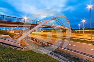Architecture of highway viaduct at night