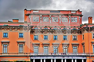 Architecture of historic city center of Saint-Petersburg, Russia. Mikhailovsky castle.