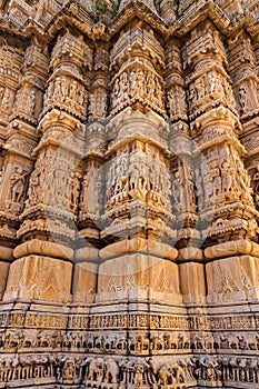 Architecture of historic Jagadish temple in Udaipur built in 1651, shows intricate sculpture