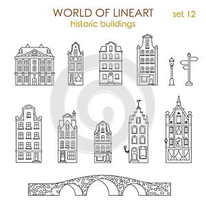 Architecture historic old buildings graphical lineart vector