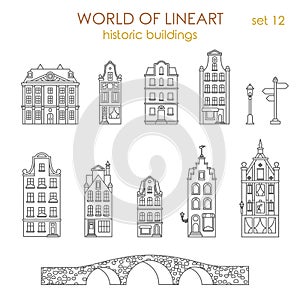 Architecture historic old buildings graphical lineart vector photo