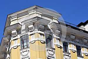 Architecture of historica city center of Moscow. Old building on Prechistenka street