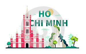 Architecture of Ho Chi Minh City - modern colored vector illustration