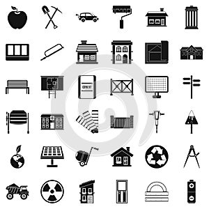 Architecture icons set, simple style