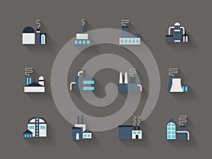 Architecture of industry flat color icons
