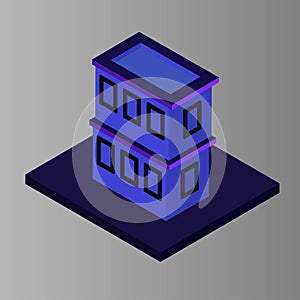 Architecture Isometric Simple Buildings Vector Illustration
