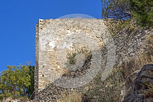 The Architecture of Kavala - Detail. Part of the fortress wall built into a rock. Greece.