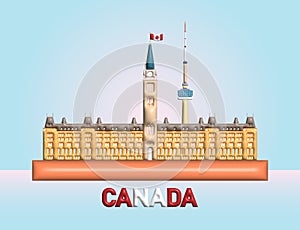 Architecture landmark in Canada ottawa symbol and icon