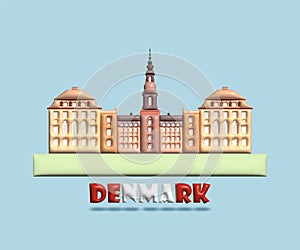 Architecture landmark in Denmark symbol and icon of copenhagen and christiansborg