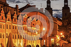 Architecture of Legnica at evening