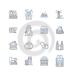 Architecture line icons collection. Modern, Classic, Contemporary, Minimalist, Ornate, Gothic, Sustainable vector and