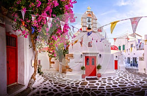 Architecture in Little Venice, Mykonos island, Greece