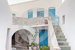 Architecture of local village Marpissa at Paros island in Greece.