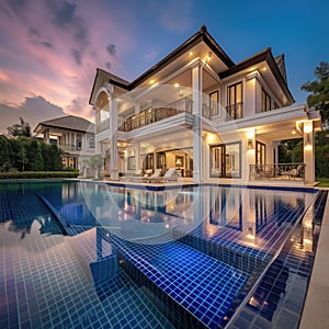 Architecture- luxury house with outside pool