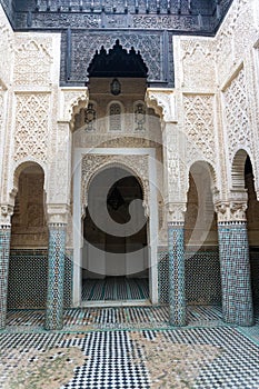 Sale, Morocco - March 5, 2020: Architecture of madrasah Abu al-Hasan koranic school in Sale, Morocco photo