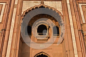 Architecture with marble,sandstone of safadarjung tomb memorial at foggy winter morning